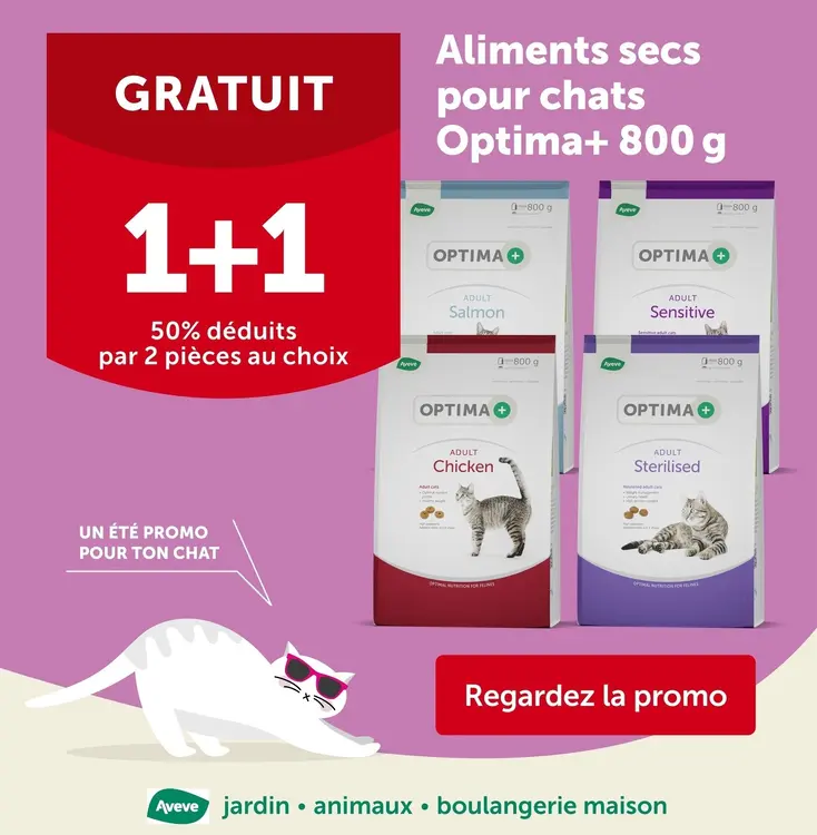 Offre: Aliments secs pour chats Optima+