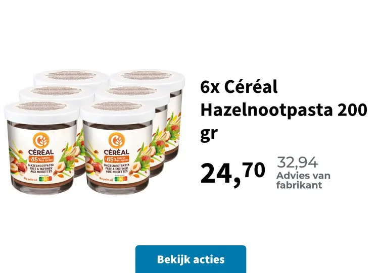 Promotie: 6x Céréal Hazelnootpasta 200 gr