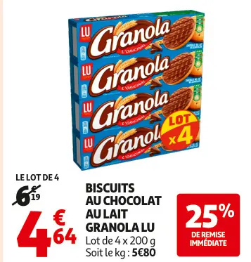 Offre: Biscuits au chocolat au lait