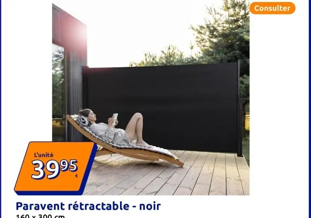 Offre: Paravent rétractable - noir
