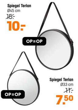 Aanbieding: Spiegel Terlan Zwart 33 cm