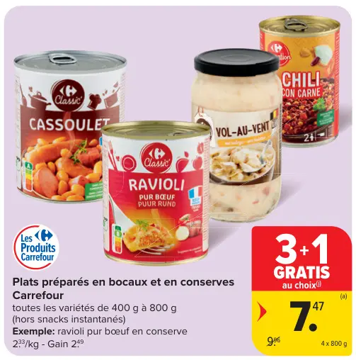 Offre: Plats préparés en bocaux et en conserves