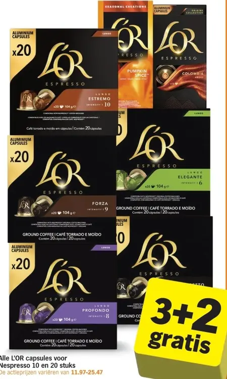 Aanbieding: L'OR capsules voor Nespresso 10 en 20 stuks