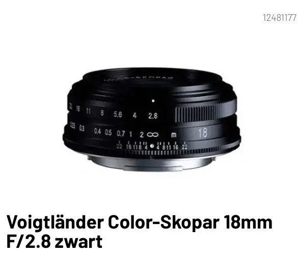 Aanbieding: Voigtländer Color-Skopar 18mm F/2.8 zwart