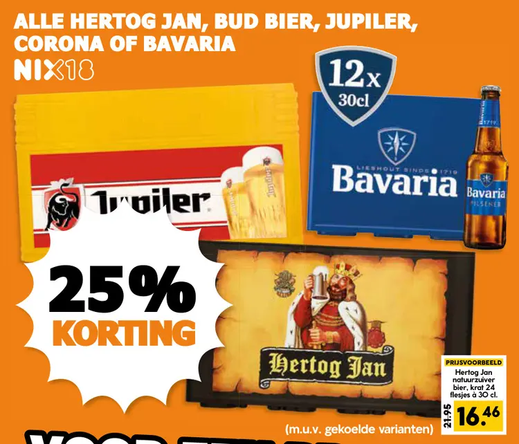 Aanbieding: Alle Hertog Jan, Bud bier, Jupiler, Corona of Bavaria
