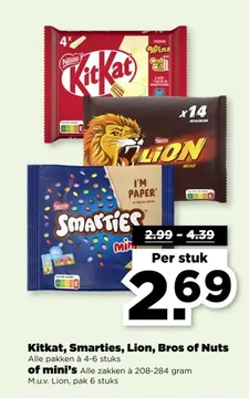 Aanbieding: Kitkat, Smarties, Lion, Bros of Nuts