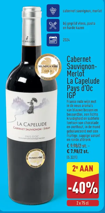 Promotie: Cabernet Sauvignon-Merlot La Capelude Pays d'Oc IGP