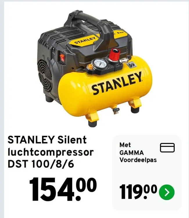 Aanbieding: STANLEY Silent luchtcompressor DST 100/8/6
