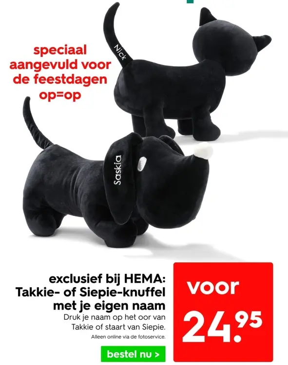 Aanbieding: Takkie- of Siepie-knuffel met je eigen naam