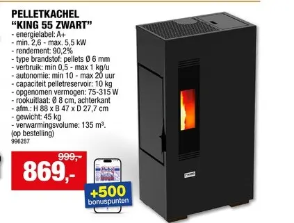 Promotie: King Mini5 pelletkachel 5,5kW