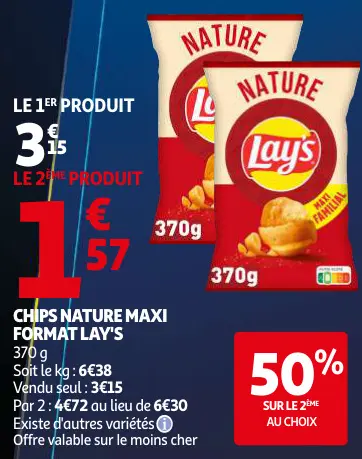 Promotie: Chips nature maxi format Lay's
