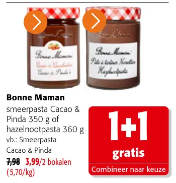 Promotie: Smeerpasta Cacao & Pinda of hazelnootpasta