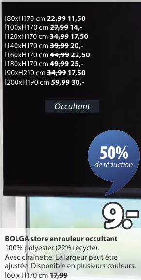 Offre: BOLGA store enrouleur occultant