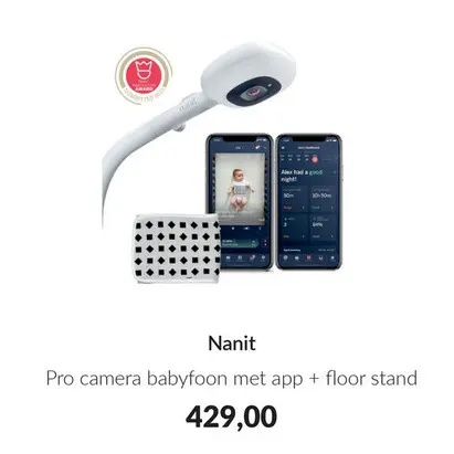 Aanbieding: Pro camera babyfoon met app + floor stand