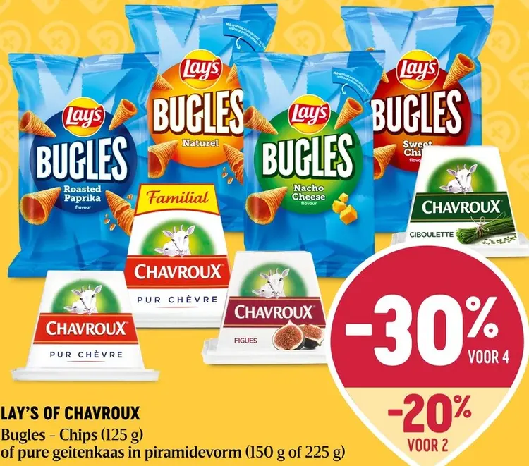 Promotie: Bugles - Chips of pure geitenkaas in piramidevorm