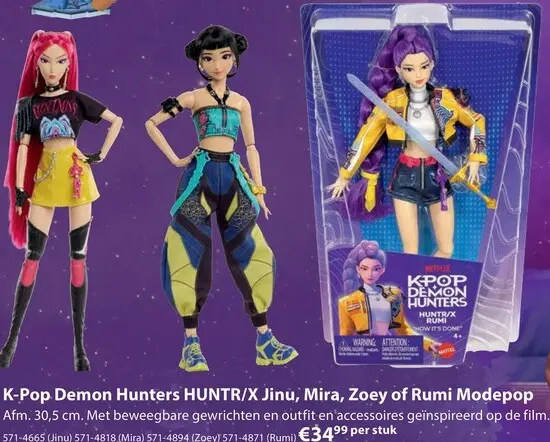 Aanbieding: K-Pop Demon Hunters HUNTR/X Jinu, Mira, Zoey of Rumi Modepop