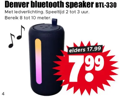 Aanbieding: Denver bluetooth speaker BTL-330