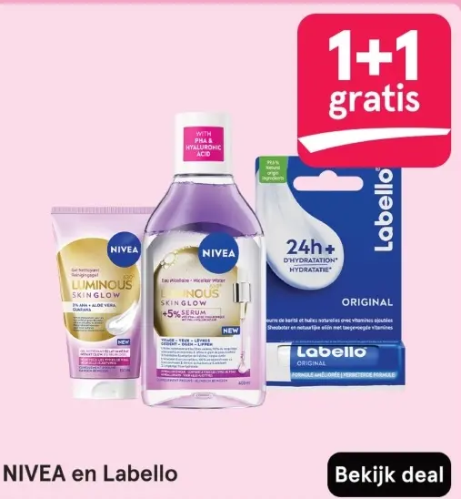Aanbieding: NIVEA Luminous Skinglow & Labello Original