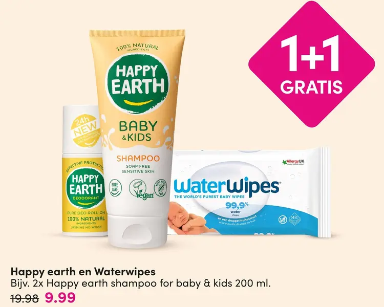 Aanbieding: Happy earth en Waterwipes