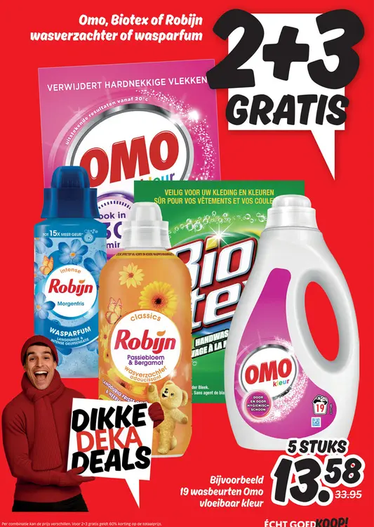 Aanbieding: Omo, Biotex of Robijn wasverzachter of wasparfum