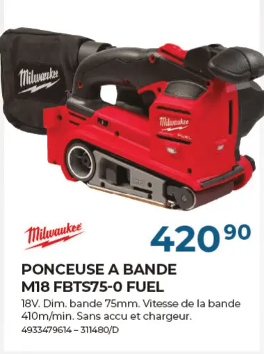 Offre: Ponceuse a bande m18 fbts75-0 fuel