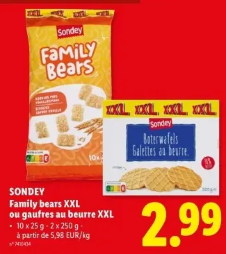Offre: Family bears XXL ou gaufres au beurre XXL
