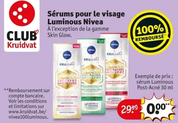 Offre: Sérums pour le visage Luminous Nivea