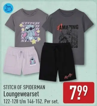 Aanbieding: STITCH OF SPIDERMAN Loungewearset