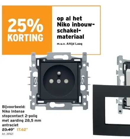 Promotie: Niko Intense stopcontact 2-polig met aarding 