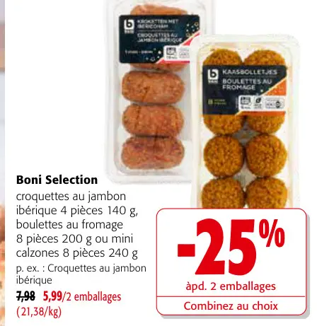 Offre: croquettes au jambon ibérique, boulettes au f