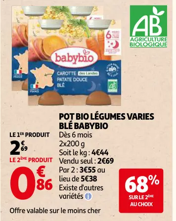 Offre: Pot bio légumes varies blé