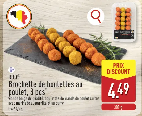 Offre: Brochette de boulettes au poulet, 3 pcs
