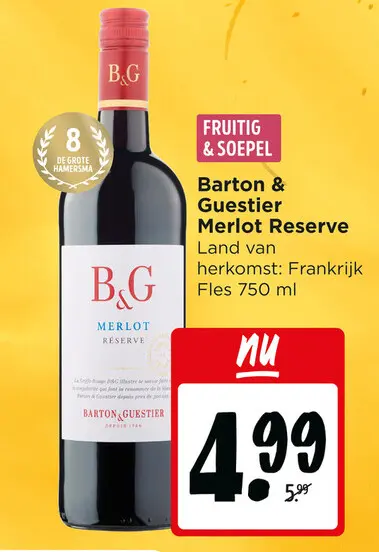 Aanbieding: Barton & Guestier Merlot Reserve