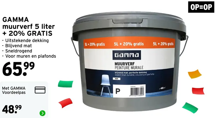 Aanbieding: Muurverf 5 liter + 20% GRATIS