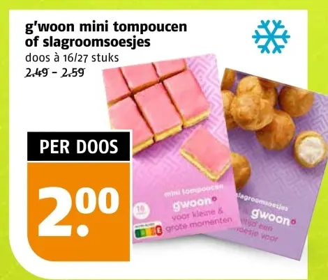 Aanbieding: mini tompoucen of slagroomsoesjes