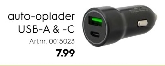 Aanbieding: auto-oplader USB-A & -C