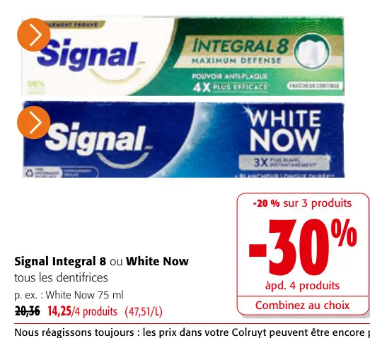 Offre: Dentifrices White Now