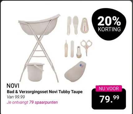 Aanbieding: Bad & Verzorgingsset Novi Tubby Taupe