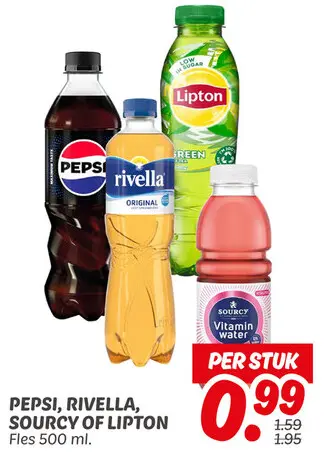Aanbieding: Pepsi, Rivella, Sourcy of Lipton