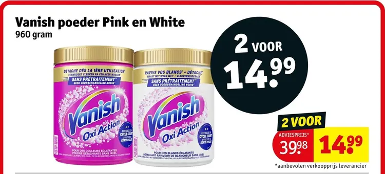 Aanbieding: Vanish poeder Pink en White