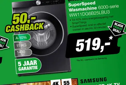 Aanbieding: Samsung WW11DG6B25LBU3 6000 Serie SuperSpeed Wasmachine