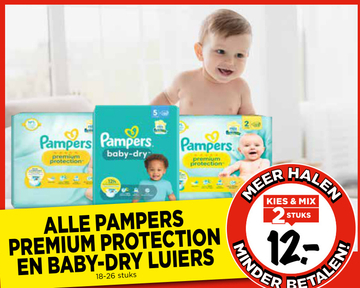 Aanbieding: Pampers premium protection en baby-dry luiers