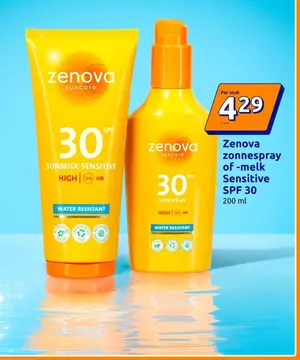 Aanbieding: Zenova zonnespray of-melk Sensitive SPF 30