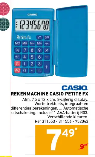 Promotie: Rekenmachine CASIO petite fx