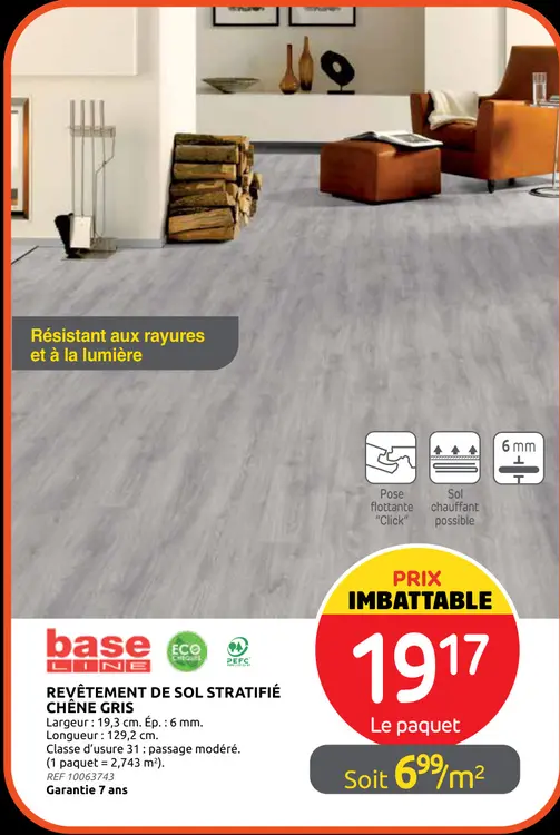 Offre: Revêtement de sol stratifié chêne gris