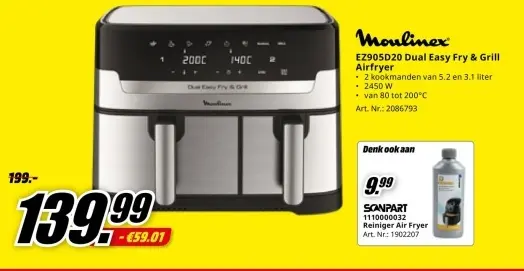 Promotie: EZ905D20 Dual Easy Fry & Grill Airfryer