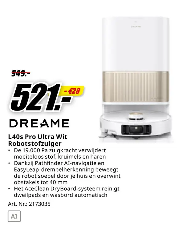 Promotie: L40s Pro Ultra Wit Robotstofzuiger
