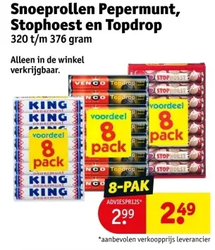Aanbieding: Snoeprollen Pepermunt, Stophoest en Topdrop