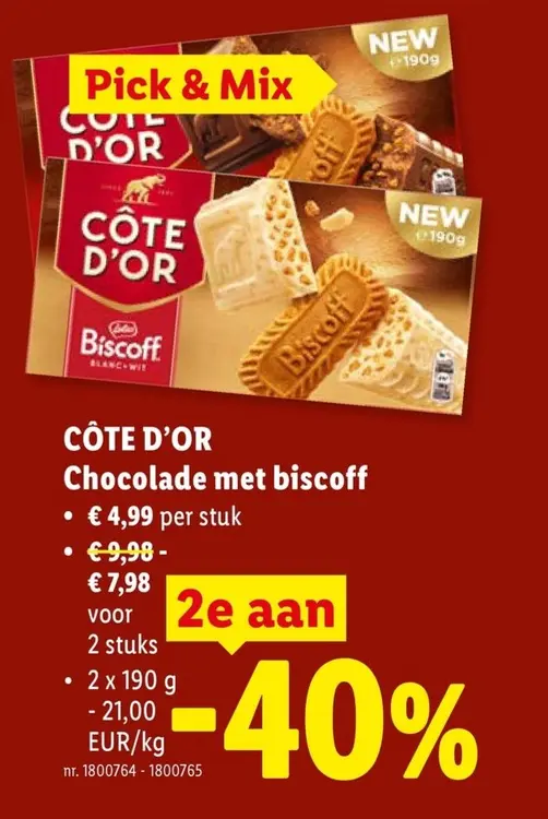 Promotie: Côte d'Or Chocolade met biscoff