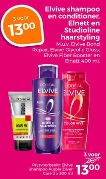 Aanbieding: Elvive shampoo en conditioner, Elnett en Studioline haarstyling